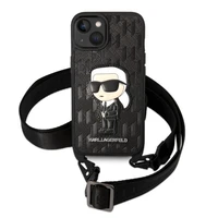 Karl Lagerfeld KLHCP14SSTKMK iPhone 14 6.1" juodas/juodas kietasis dėklas Monograma Ikonik Pleistras