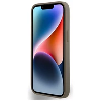 DKNY Odinis spausdintas raštas metalinis logotipas Magnetinis dėklas iPhone 15 / 14 / 13 - ruda