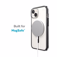 Speck Presidio Perfect-Clear with Impact Geometry + MagSafe - iPhone 15 Plus / 14 Plus dėklas with MICROBAN Coating (Clear / juodas)