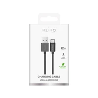 Puro TPE 12W USB-A - microUSB 1m kabelis - juodas