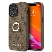 Guess GUHCP13L4GMRBR iPhone 13 Pro / 13 6.1" rudas/rudas kietas dėklas 4G su žiedo stovu