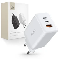 Tech-Protect C65W įkroviklis 2x USB-C PD 65W / USB-A QC 3.0 - baltas