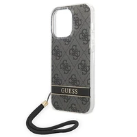 Guess GUOHCP14LH4STK iPhone 14 Pro 6.1 "juodas / juodas kietas dėklas 4G spauda Dirželis