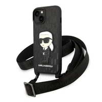 Karl Lagerfeld KLHCP14SSTKMK iPhone 14 6.1" juodas/juodas kietasis dėklas Monograma Ikonik Pleistras