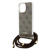Guess Crossbody Cord 4G Print dėklas telefonui iPhone 15 Pro – rudas