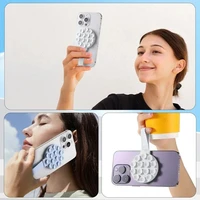 Silikoninis prisiurbiantis telefono laikiklis magnetinis su žiedu MSH9 violetinis