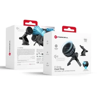 FORCELL F-GRIP Cool Mag magnetinis automobilinis laikiklis priekinio stiklo / oro angos tvirtinimui su Cold Protect aušinimo technologija ir belaidžiu įkrovimu, suderinamas su MagSafe Qi2 15W įkrovikliu, juodas
