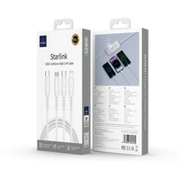 WiWU - Starlink serijos duomenų kabelis Wi-046E 3in1 USB C į USB C, Micro USB, Lightning 60W 1m - baltas