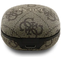 Belaidės ausinės TWS ENC Guess 4G Classic Metal Logo rudos spalvos