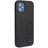 Audi sintetinės odos dėklas telefonui iPhone 12/12 Pro 6.1" juodas/juodas kietas dėklas AU-TPUPCIP12P-TT/D1-BK