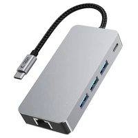 Tech-Protect HB05 HUB 9in1 USB-C + USB2.0 + USB3.0 + HDMI 4K 60Hz + SD / TF + PD100W + RJ45 adapteris - pilkas