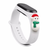 Dirželis Xmas Xiaomi Mi Band 3 / 4 Kalėdinis silikoninis dirželis apyrankė su sniego seniu - balta