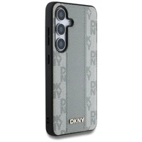 DKNY odinis languoto rašto magnetinis dėklas telefonui Samsung Galaxy S25 - rusvai pilkas