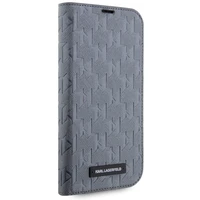 Karl Lagerfeld KLBKP14SSAKLHPG iPhone 14 6.1" knygos dėklas sidabrinis/sidabrinis Saffiano Monogram