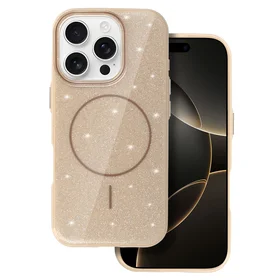 Magnetinis plonas blizgus dėklas telefonui Iphone 16e auksinis