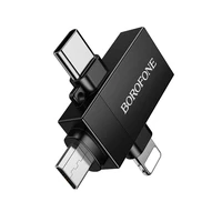 Borofone adapteris BV26D - USB į Lightning/Type C/Micro USB - juodas