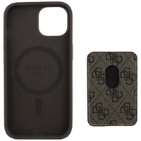 Guess 4G Stripes dėklas su Magnetinė pinigine iPhone 15 - rudas