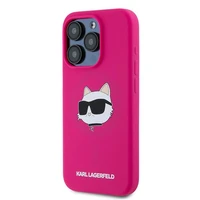 Karl Lagerfeld Silikoninis Choupette Head Magnetinis dėklas telefonui iPhone 15 Pro Max - rožinis