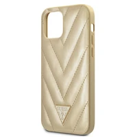 Guess GUHCP12SPUVQTMLBE iPhone 12 mini 5.4" auksinis/auksinis kietas dėklas V-Quilted kolekcija