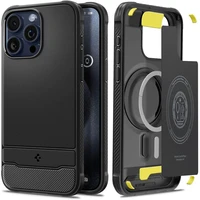 Dėklas telefonui Spigen Rugged Armor Magnētiskais MagSafe iPhone 15 Pro Max - matinis juodas (m)