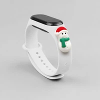 Dirželis Xmas Xiaomi Mi Band 3 / 4 Kalėdinis silikoninis dirželis apyrankė su sniego seniu - balta