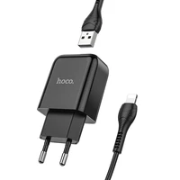 Įkroviklis Hoco USB A 2A 10W + Kabelis USB A į Lightning N2 juodas