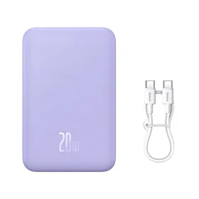 Išorinė baterija Baseus Magnetic Mini 20000mAh 20W (violetinė) + USB-C / USB-C laidas