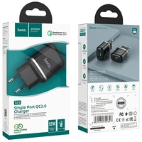 Telefono įkroviklis Hoco USB A QC3.0 3A 18W N3 juodas