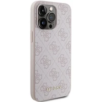 Guess 4G Metal Gold Logo dėklas telefonui iPhone 15 Pro Max - rožinė