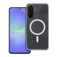 Dėklas telefonui Drop Glue spalvotas žiedinis magnētinis dangtelis suderinamas su MagSafe, skirtas SAMSUNG A36, baltas