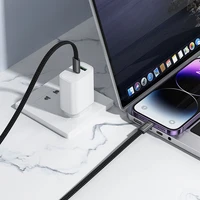 Plokščias kabelis USB C į USB C Hoco 3A 60W 1 m X125 juodas