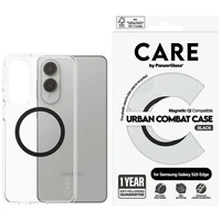CARE by PanzerGlass Flagmanas Urban Combat juodas dėklas su QI Samsung Galaxy S25 Edge - skaidrus