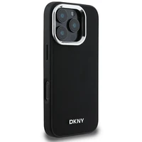 DKNY Paprastas sidabrinis logotipas magnetinis iPhone 16 Pro Max dėklas - juodas