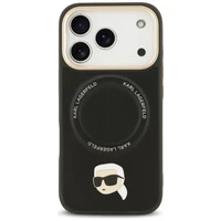 Karl Lagerfeld Big Strap Karl metalinio logotipo Magnetinis dėklas telefonui iPhone 17 Pro Max - juodas