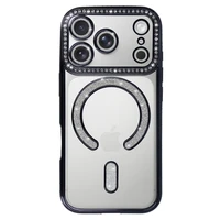 Bling Magsafe juodas dėklas telefonui iPhone 17 Pro