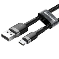 USB kabelis Baseus Cafule Type-C 2.0m 2.0A pilkas-juodas CATKLF-CG1