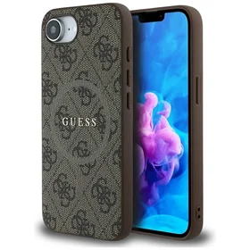 Guess 4G Ring Classic Logo Magnetinis dėklas telefonui iPhone 16e - ruda