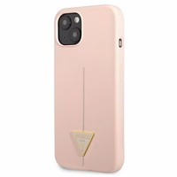Guess GUHCP13MSLTGP iPhone 13 6.1" rožinis kietas dėklas silikoninis trikampis