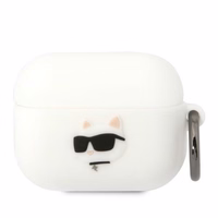 Karl Lagerfeld KLAPRUNCHH AirPods Pro dėklas baltas/baltas Silikoninis Choupette Head 3D