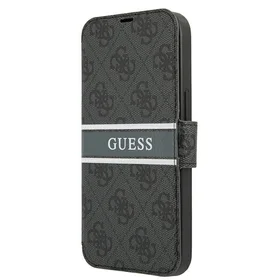 Guess GUBKP13S4GDGR iPhone 13 mini 5.4" pilkas/pilkas knygos tipo dėklas 4G Stripe