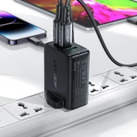 Acefast GaN 65W įkroviklis su 3 jungtimis (1xUSB, 2xUSB C PD) su JK kištuku - baltas (A44)