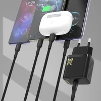 Dudao A26LEU PD 20W GaN USB-C Wall Įkroviklis with USB-C to Lightning Laidas - Juodas