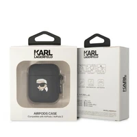 Karl Lagerfeld KLA2RUNIKK AirPods 1/2 dėklas juodas/juodas silikoninis Karl galva 3D