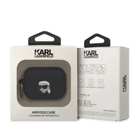 Karl Lagerfeld KLAP2RUNIKK AirPods Pro 2 dėklas juodas/juodas Silikoninis Karl Head 3D