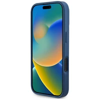 Guess grūdėto rašto gėlių motyvo MagSafe dėklas iPhone 16 Pro Max - mėlynas