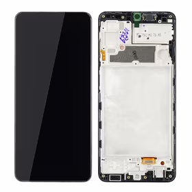 Ekranas Samsung A225 A22 4G su lietimui jautriu stikliuku ir rėmeliu Black originalus (service pack)