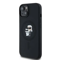 Karl Lagerfeld silikoninis Karl&Choupette magnetinis dėklas telefonui iPhone 15 Plus / 14 Plus - juodas