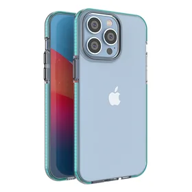 Spring Case dėklas telefonui iPhone 14 Pro Max silikoninis dangtelis su rėmeliu šviesiai mėlynas