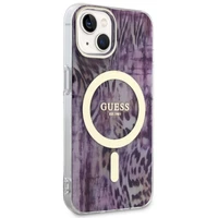Guess Leopard Magnetinis dėklas telefonui iPhone 14 - rožinė