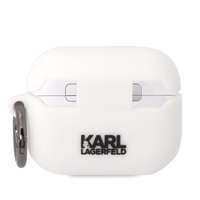 Karl Lagerfeld KLAPRUNIKH AirPods Pro dėklas balta/balta silikoninis Karl galvos 3D